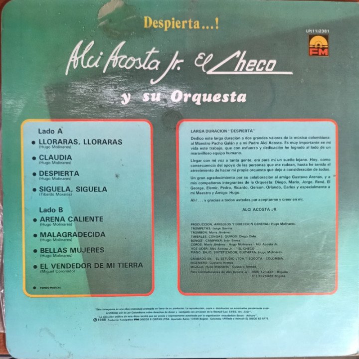 Alci Acosta -Despierta reverso
