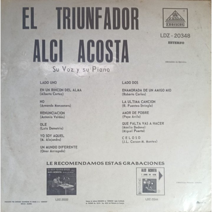 Alci Acosta - Y Siguen Los Exitos reverso