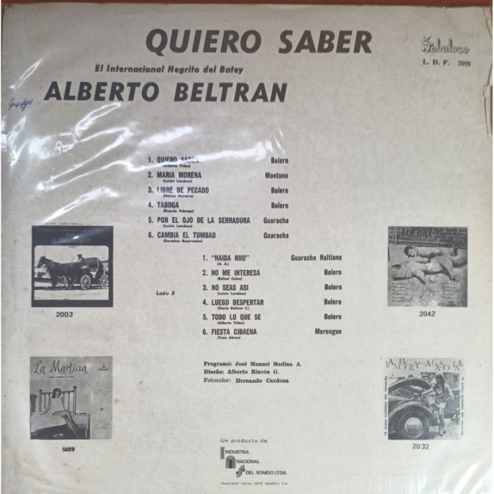 Alberto Beltran - Quiero Saber reverso