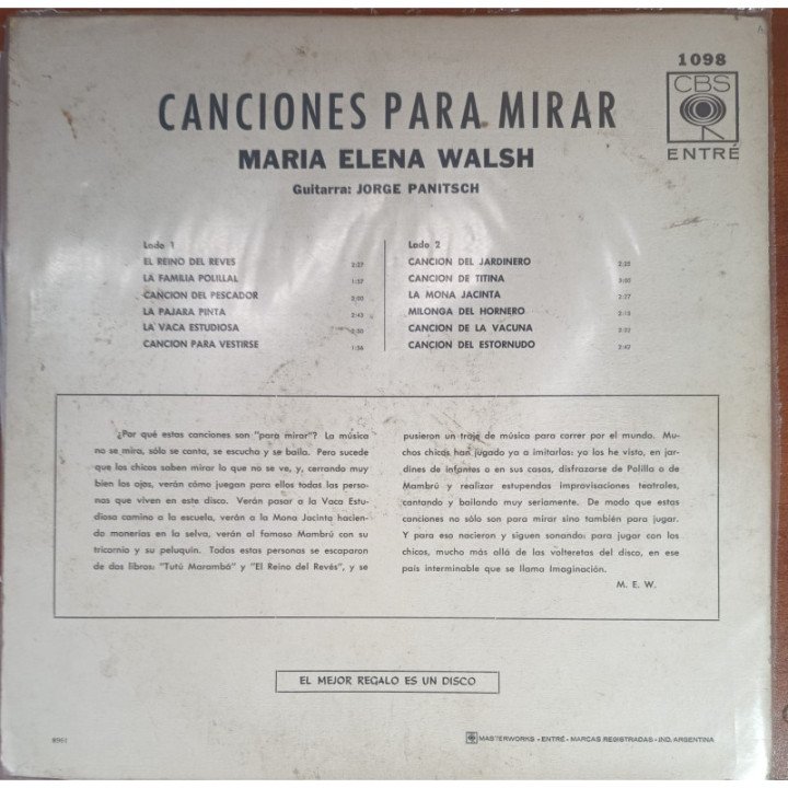 Maria Elena Walsh - Canciones Para Mirar reverso