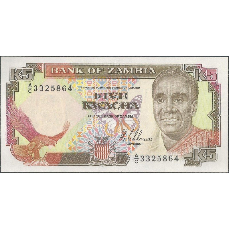 Zambia, 5 Kwacha ND1989 P30a