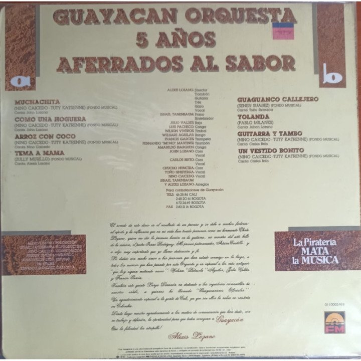 Guayacan Orquesta - 5 Años Aferrados Al Sabor reverso