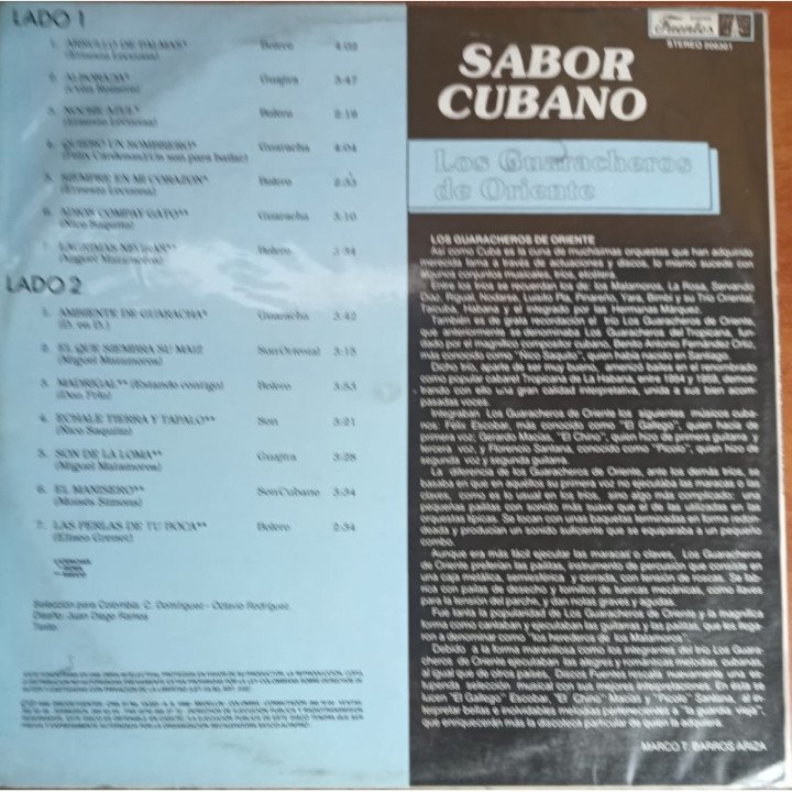 Los Guaracheros de Oriente - Sabor Cubano reverso