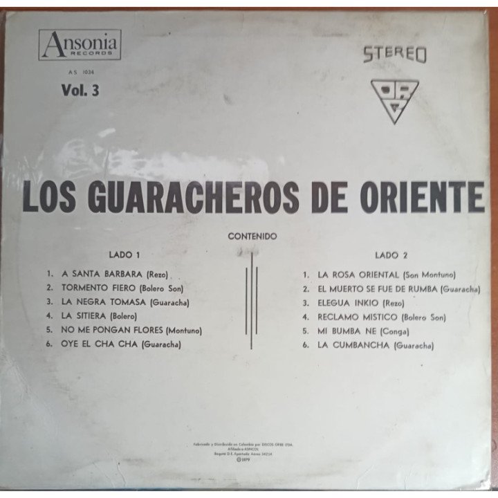 Los Guaracheros de Oriente - Vol.3 reverso