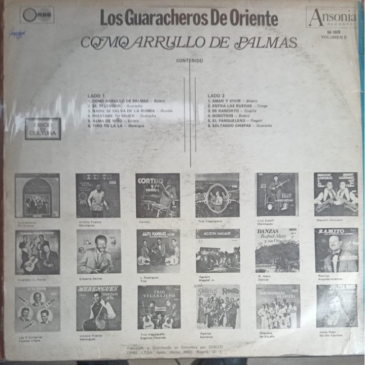 Los Guaracheros de Oriente - Como arrullo de palmas reverso