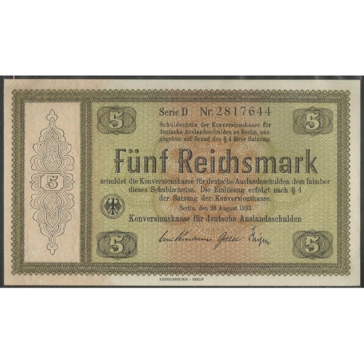 Alemania 3° Reich 5 Reichsmark 28 Ago 1933 P199