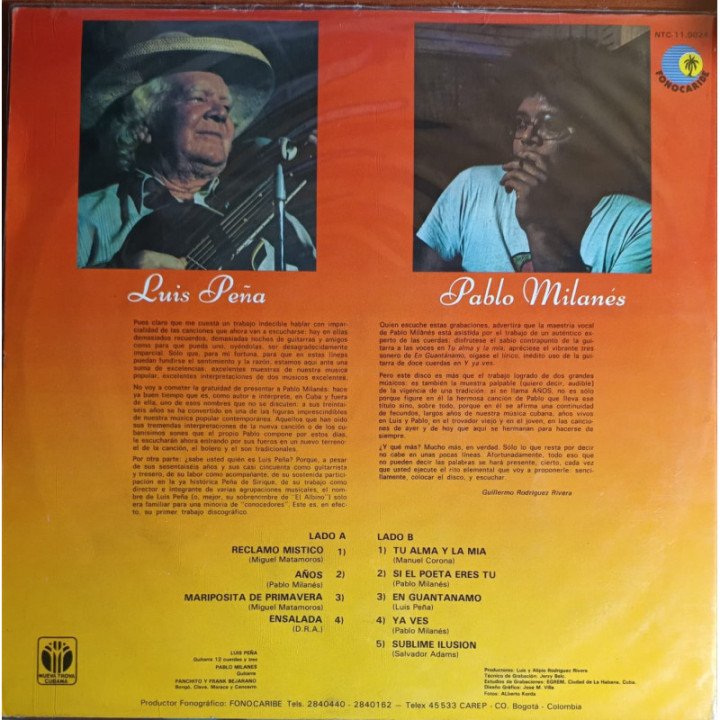 Luis Peña Y Pablo Milanes - Años reverso