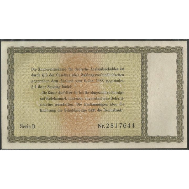 Alemania 3° Reich 5 Reichsmark 28 Ago 1933 P199 reverso