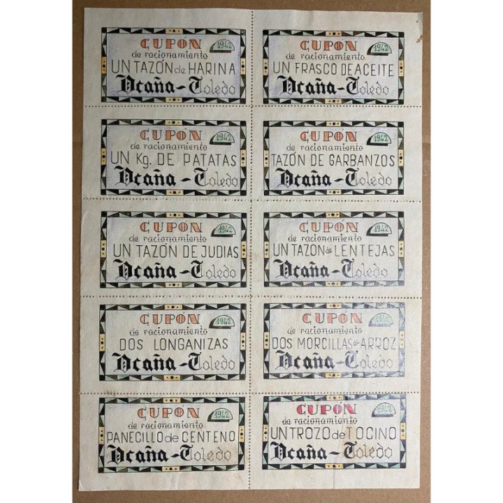 España - Cupon de racionamiento (Pliego de 10 vales) Legion Condor 1942 reverso