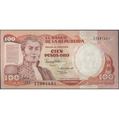 Billete de 100 Pesos 7 Ago 1989 BGW329